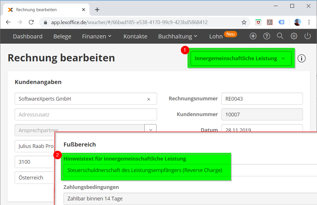 Lexoffice: Rechnungsstellung Für DienstLeistungen An Unternehmen Im EU ...